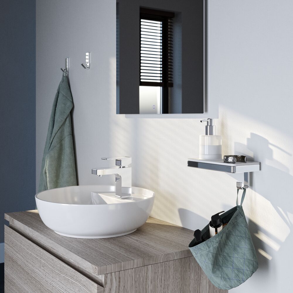 Geesa Frame zeepdispenser met planchet en handdoekhaak wit/chroom