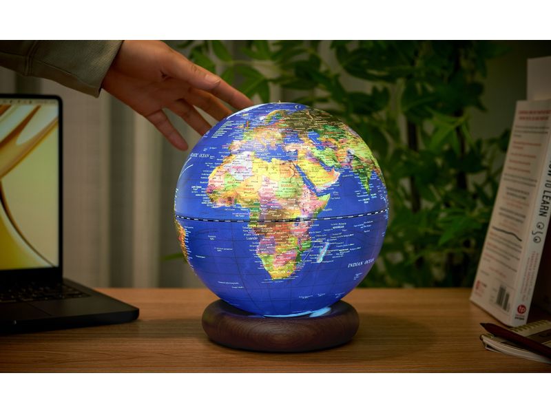 Gingko LED Stimmungslicht AtlasGlobe 20 cm Braun/Dunkelblau Weltkarte im Lampendesign