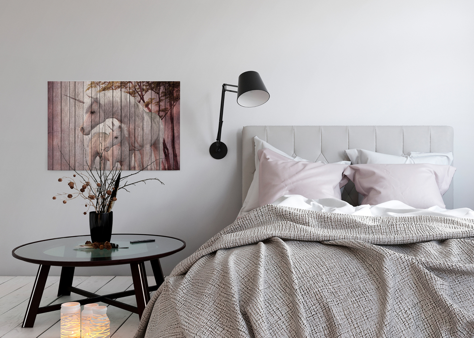 Leinwandbild TRAUMPFERD - rosa-weiß - 90x60 cm