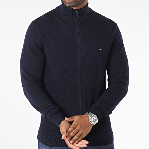Sweat Zippé Pima Organic Cotton Cashmere 0850 Bleu Marine