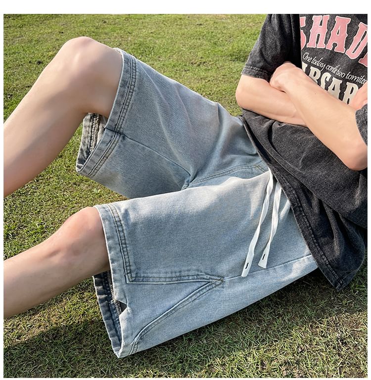 emeisa - Denim short met trekkoord in de taille