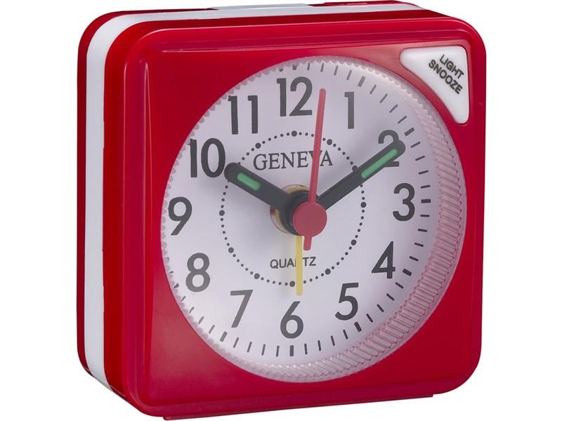 Technoline Klassischer Wecker Modell S Rot Quarzwecker mit nachtleuchtenden Zeigern