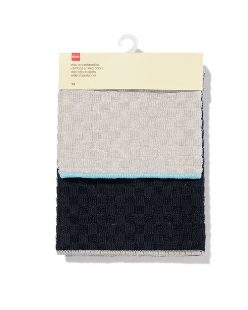 2 chiffons en microfibre texturés 35x35 gris beige/noir