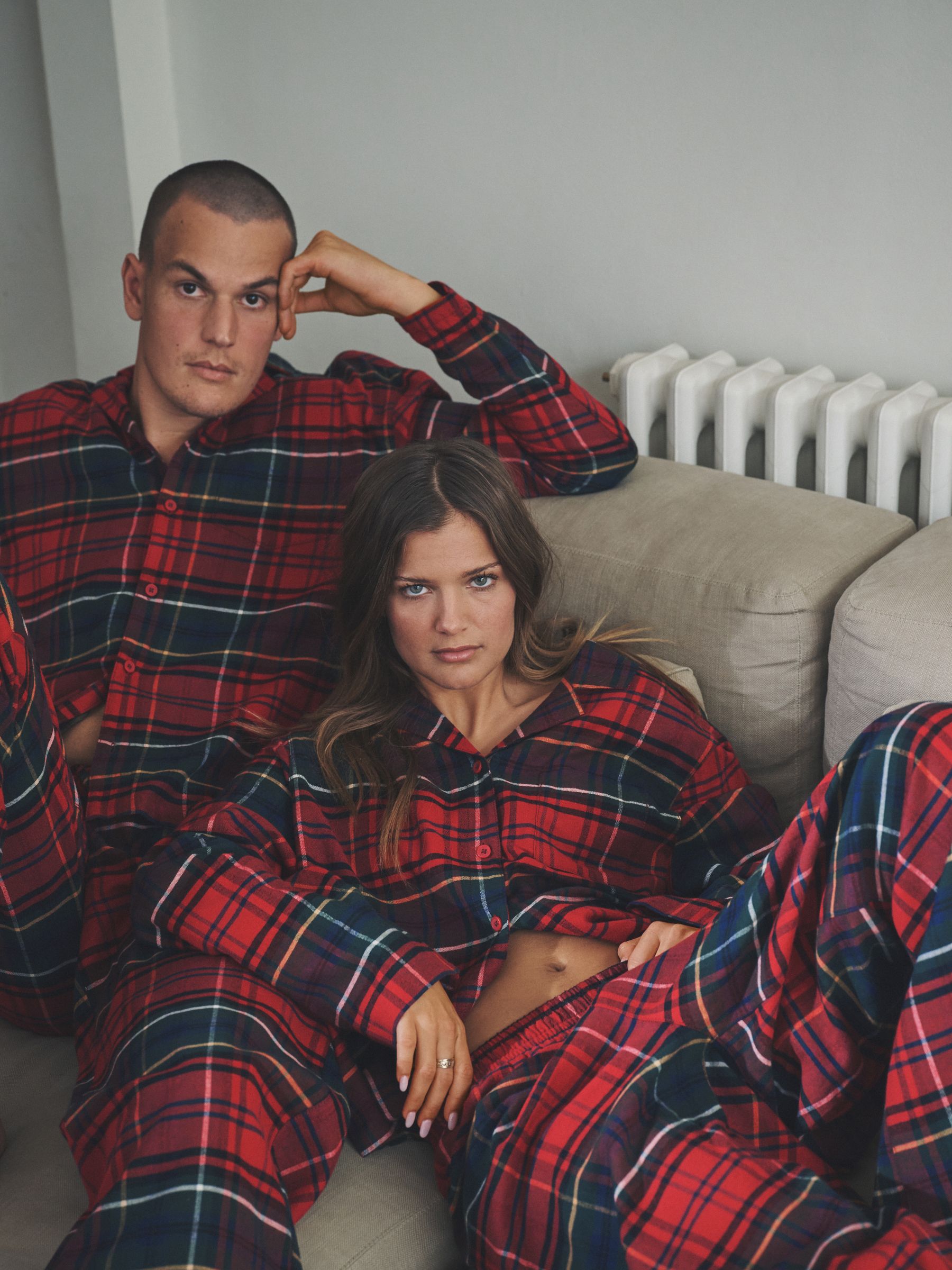 The Set 2 Pack Check Flannel Button Through Pyjamas