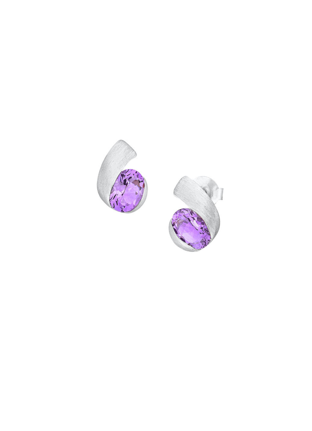 Moderne Ohrstecker mit echt Amethyst
