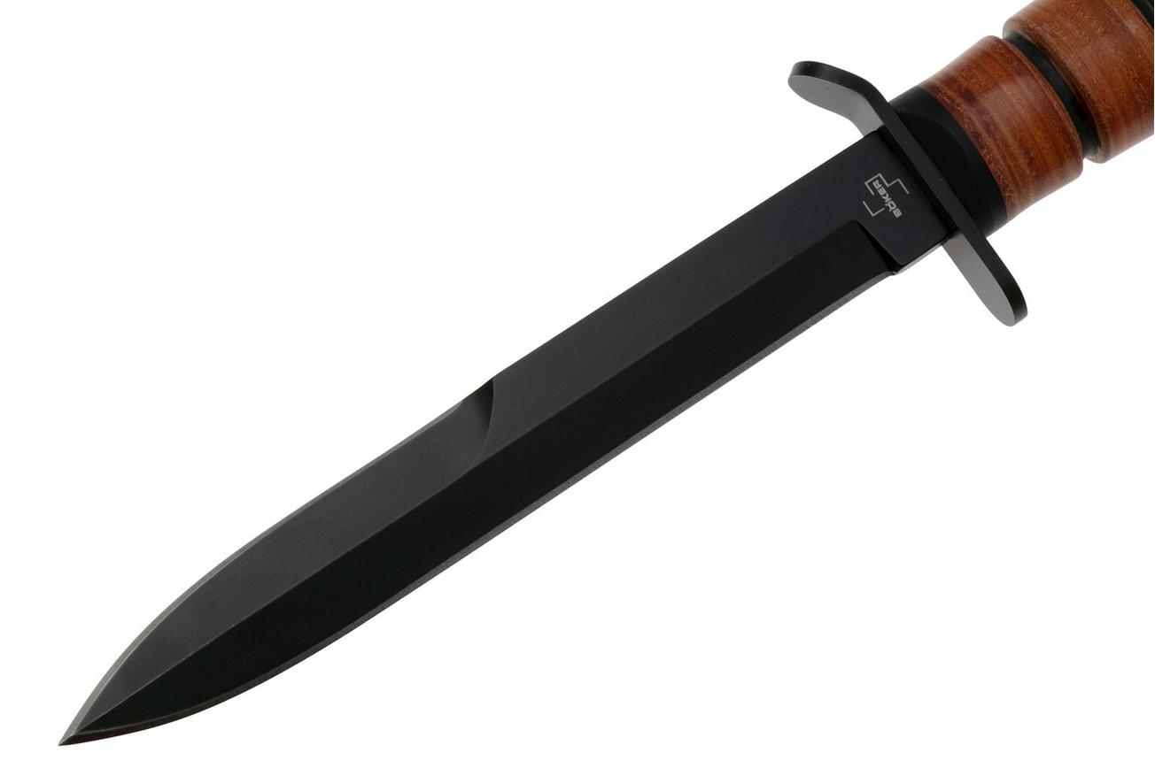 Böker Plus M3 Trench Knife 2.1 02BO119 Black 1095, Leather, vaststaand mes