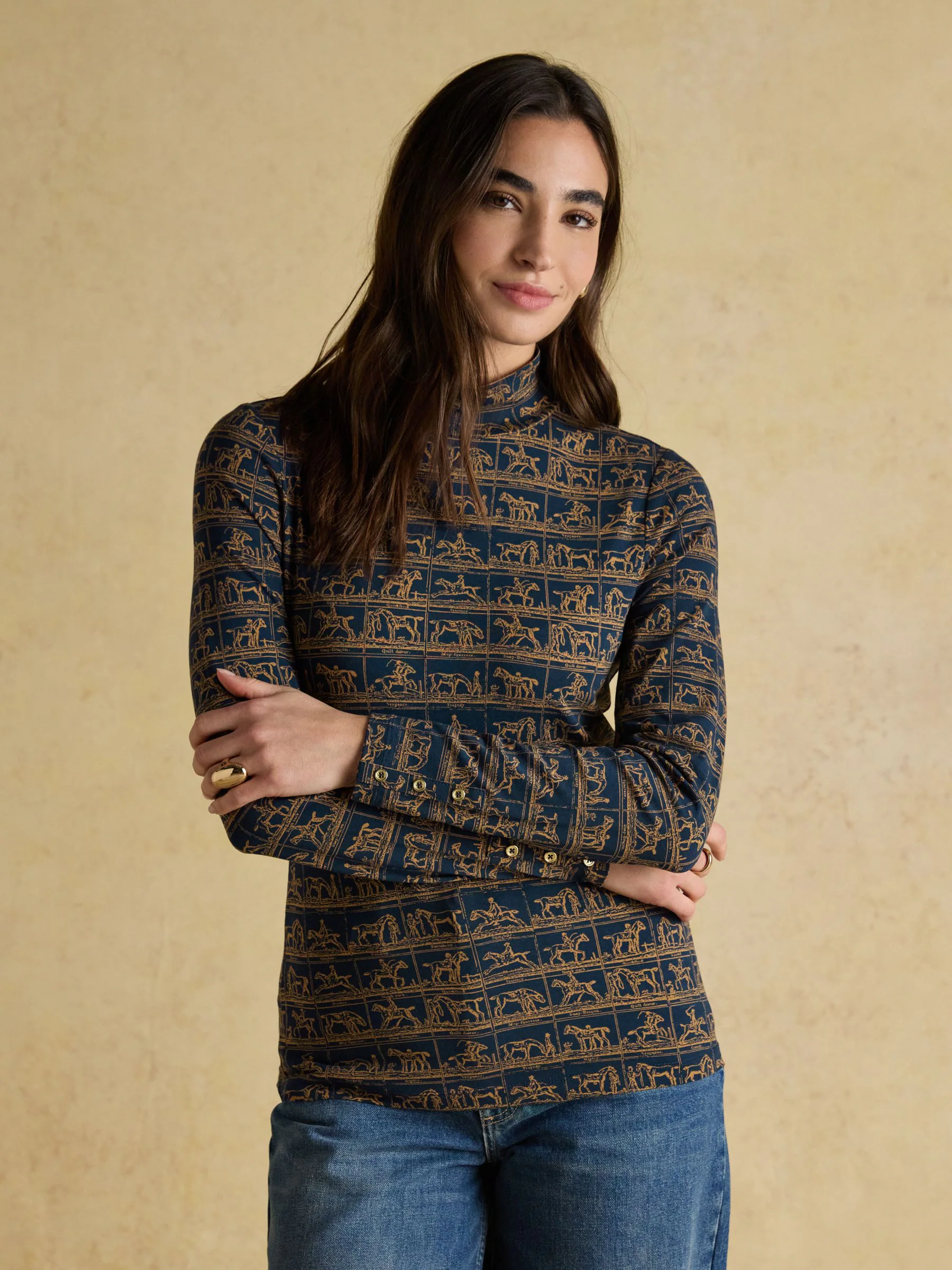 Joules - Hoogsluitende jersey top met lange mouwen