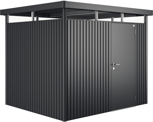 Biohort HighLine H3 tuinhuis met standaard deur, 275 x 235 cm, donkergrijs metallic