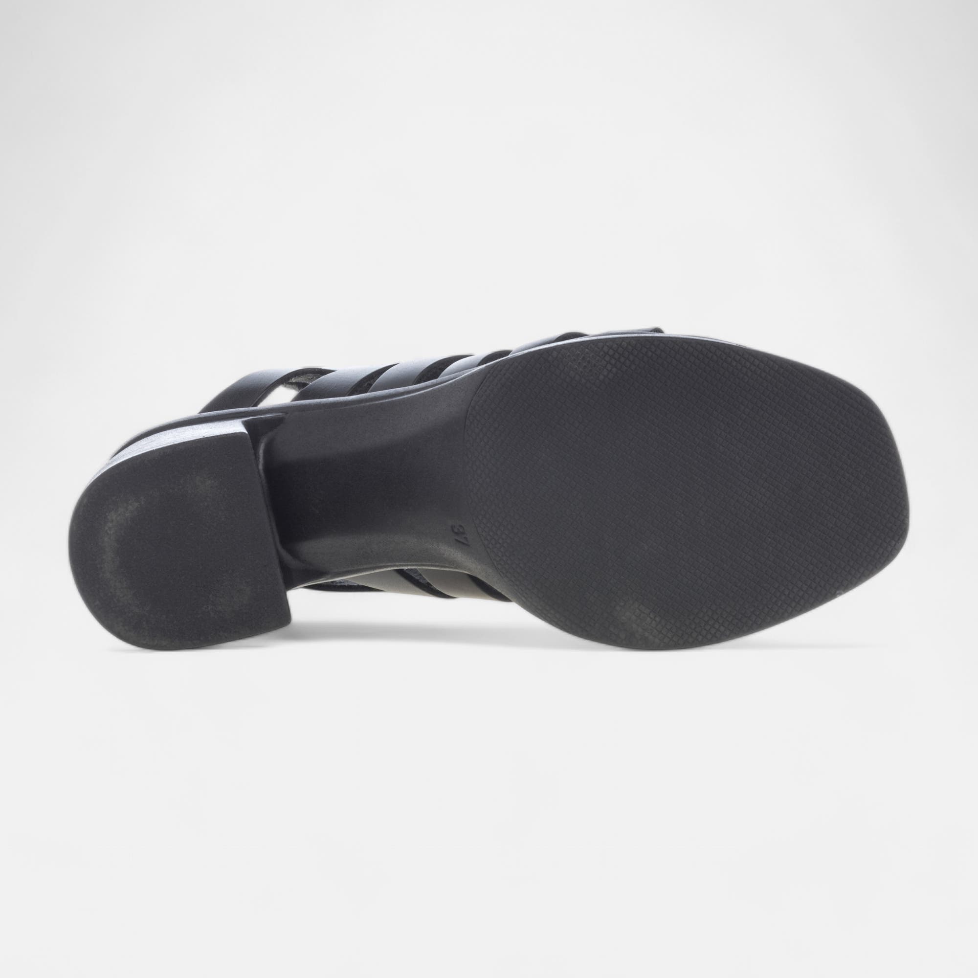 Nu-pieds à talon Femme en cuir noir