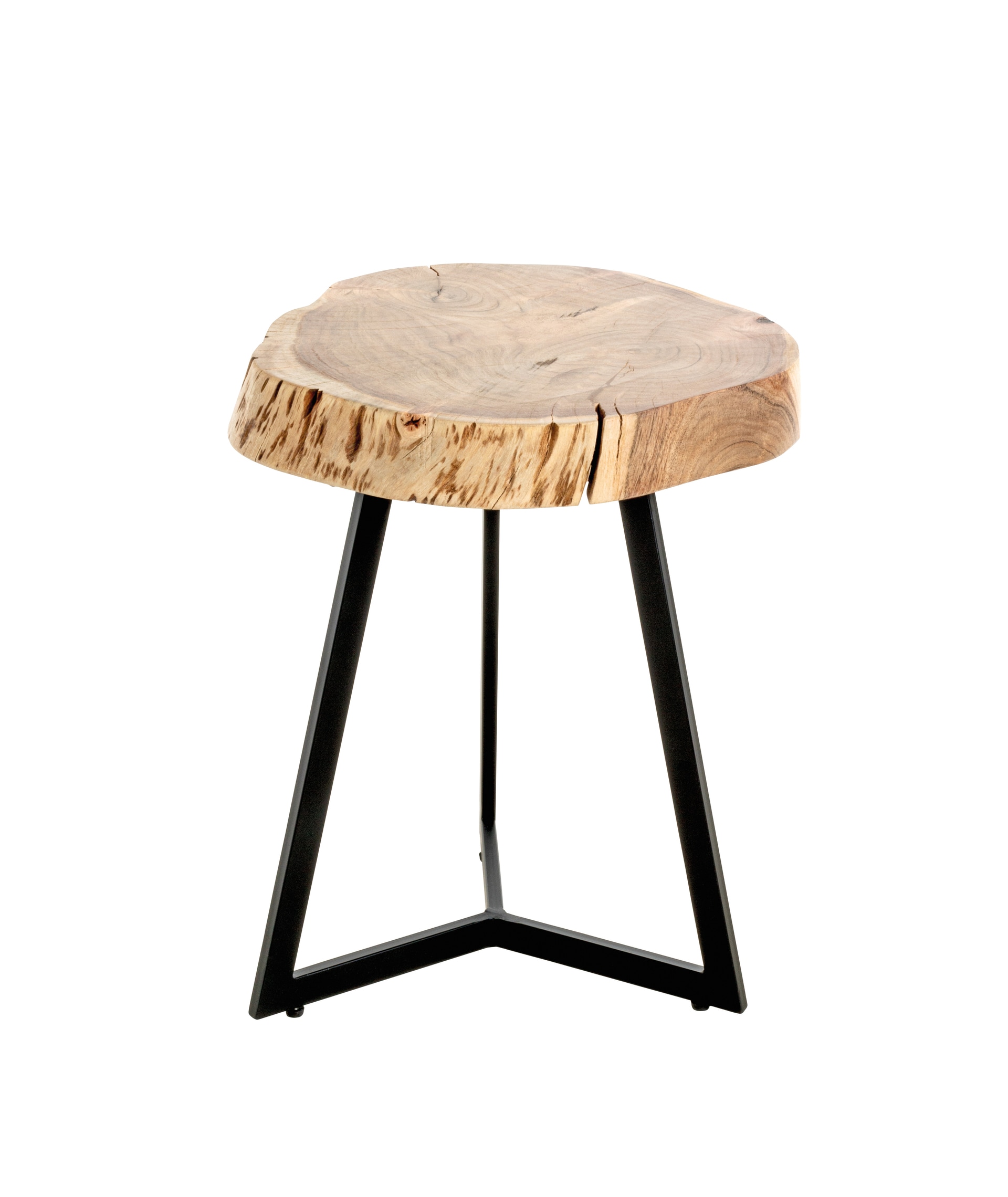Beistelltisch PATNA Ø 45 cm Massivholz Akazie/schwarz