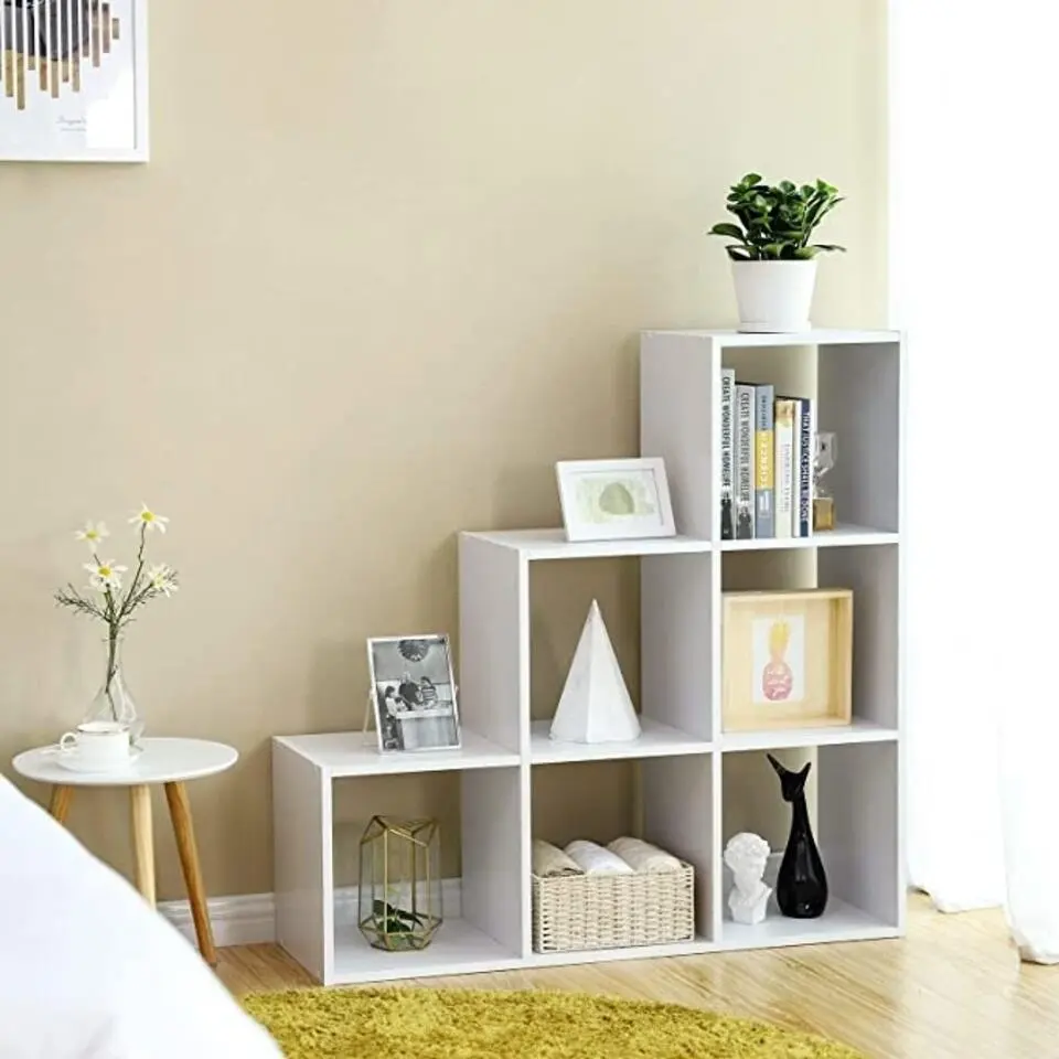 Parya Home Boekenkast- 6 vakken traprek - wit