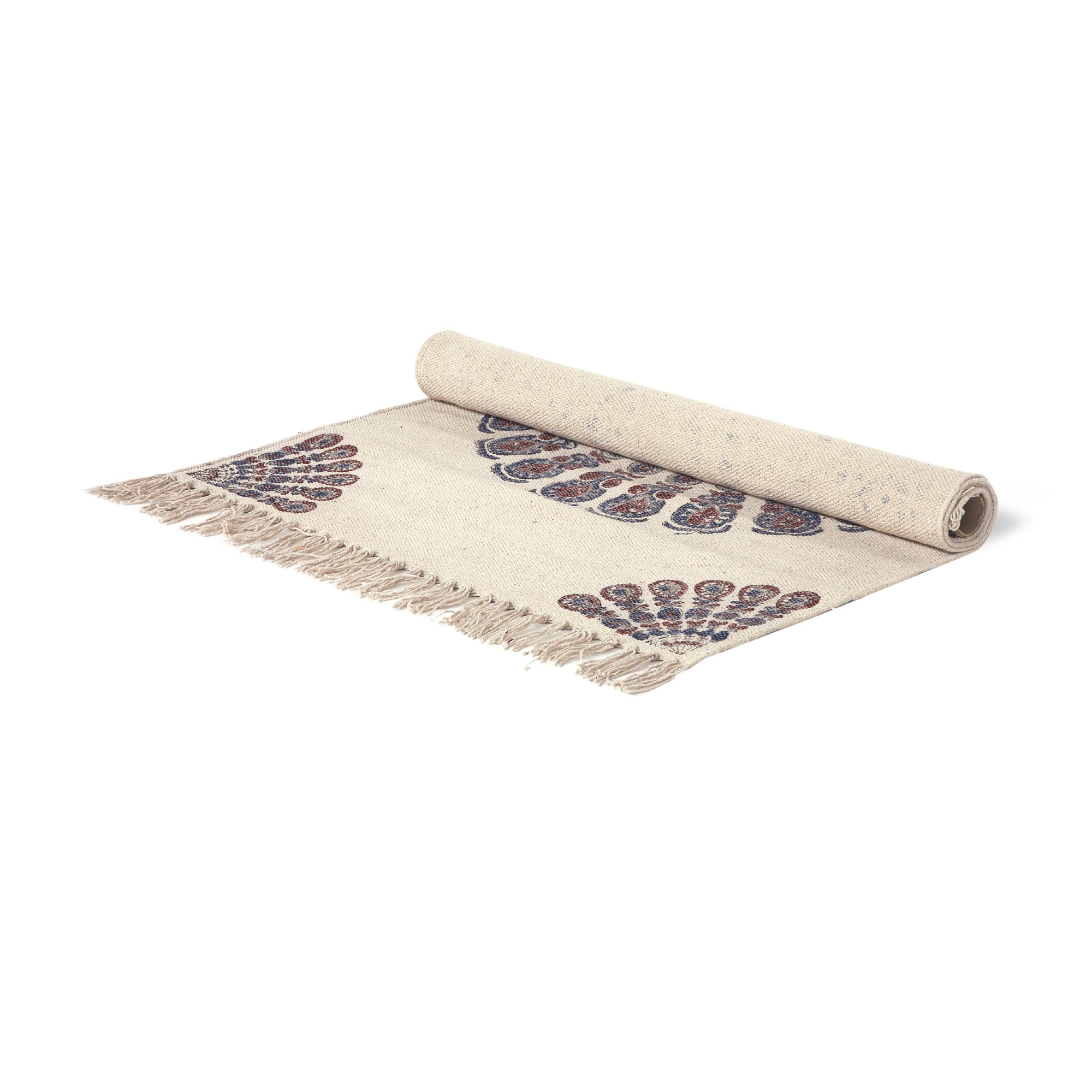 Mini-Rug 'Solapur', weiß, blau-rot, T 60 cm, B 90 cm von fischer's lagerhaus