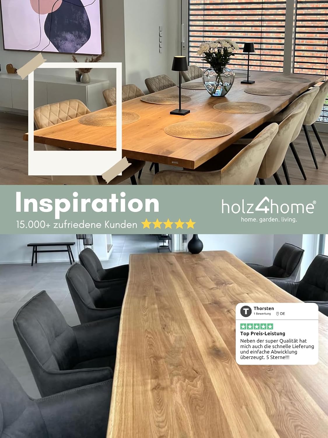 holz4home® Tischplatte mit Baumkante Massivholz Eiche I 100 x 70 x 4 cm LxBxH I Esstisch-Platte Schreibtischplatte I Echtholz