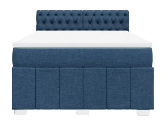 Sommier à lattes de lit avec matelas Bleu 160x200 cm Tissu