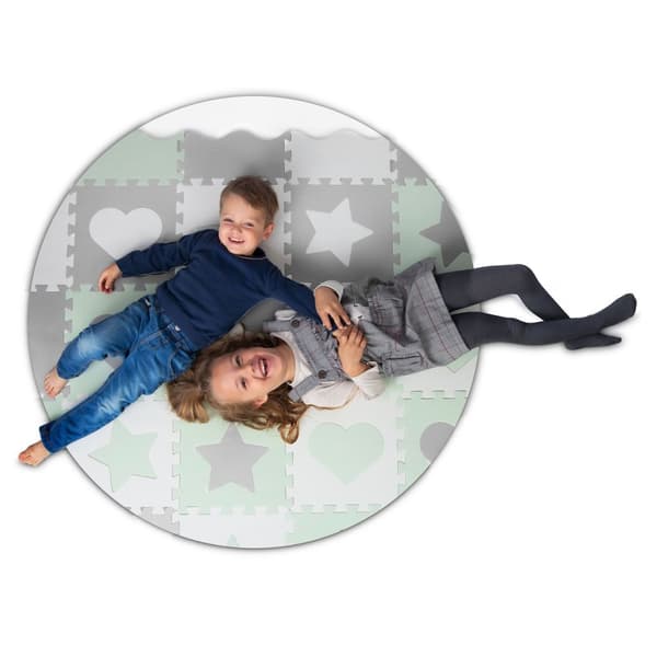 Skummatte Puslespill 151x151cm 16 stk Ricokids Grey-Mint