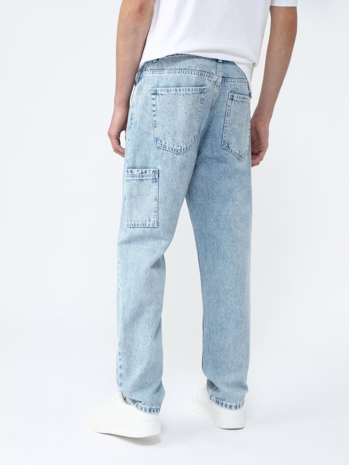 Repaginado no estilo jeans descontraído - Azul claro