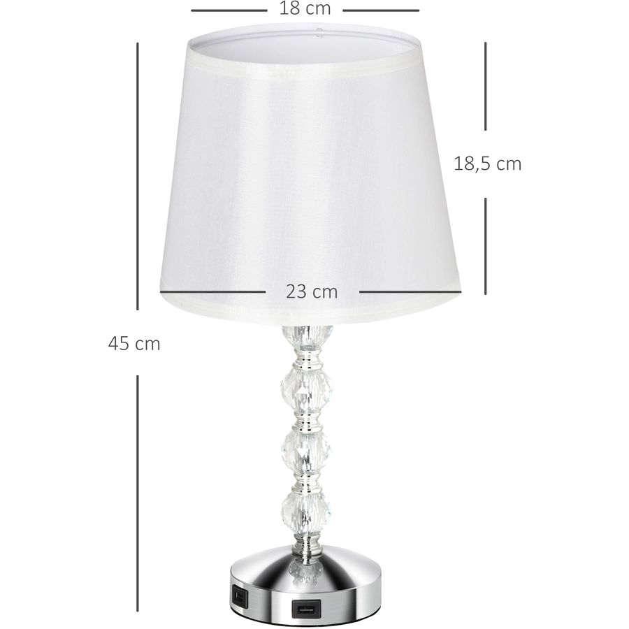 HOMCOM Tischlampe mit Kristalloptik bunt