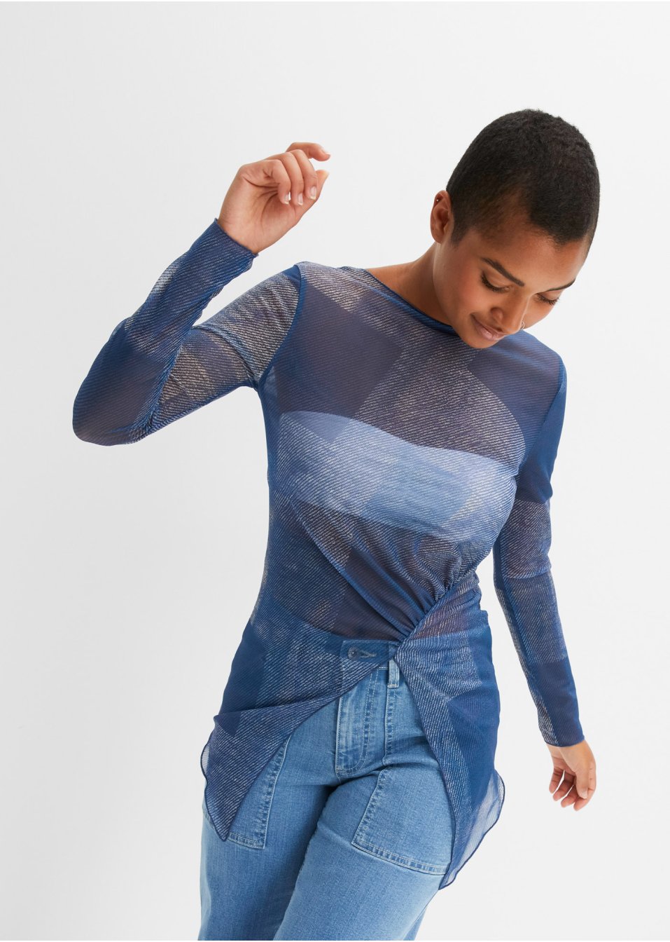 T-shirt en mesh asymétrique