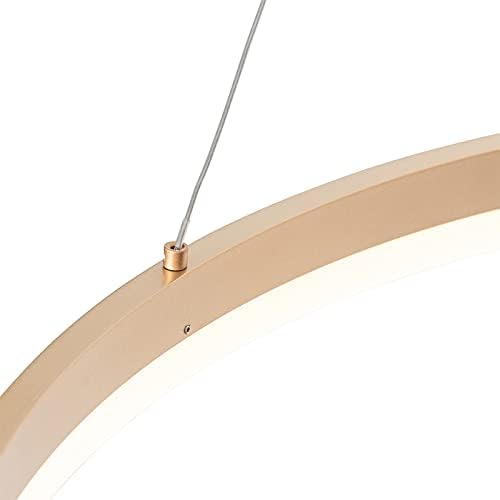 QAZQA - Design Ring Pendelleuchte I Pendellampe I Hängelampe I Pendellampe I Pendelleuchte I Lampe I Leuchte Gold I Messing 80 cm inkl. LED und Dimmer - Anello Dimmer I Dimmbar I Wohnzimmer I Schlafzi