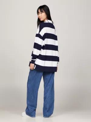 Camisa de rugby oversized com listras de arquivo