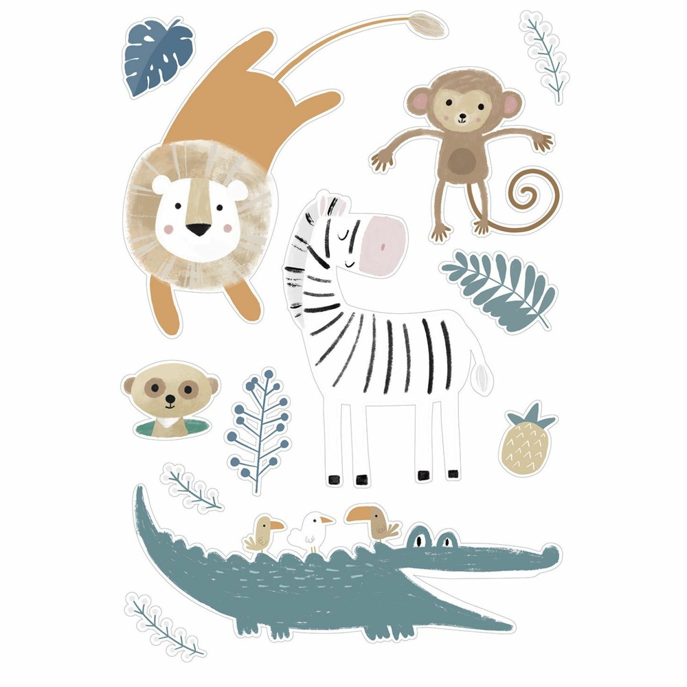 6 feuilles de stickers safari
