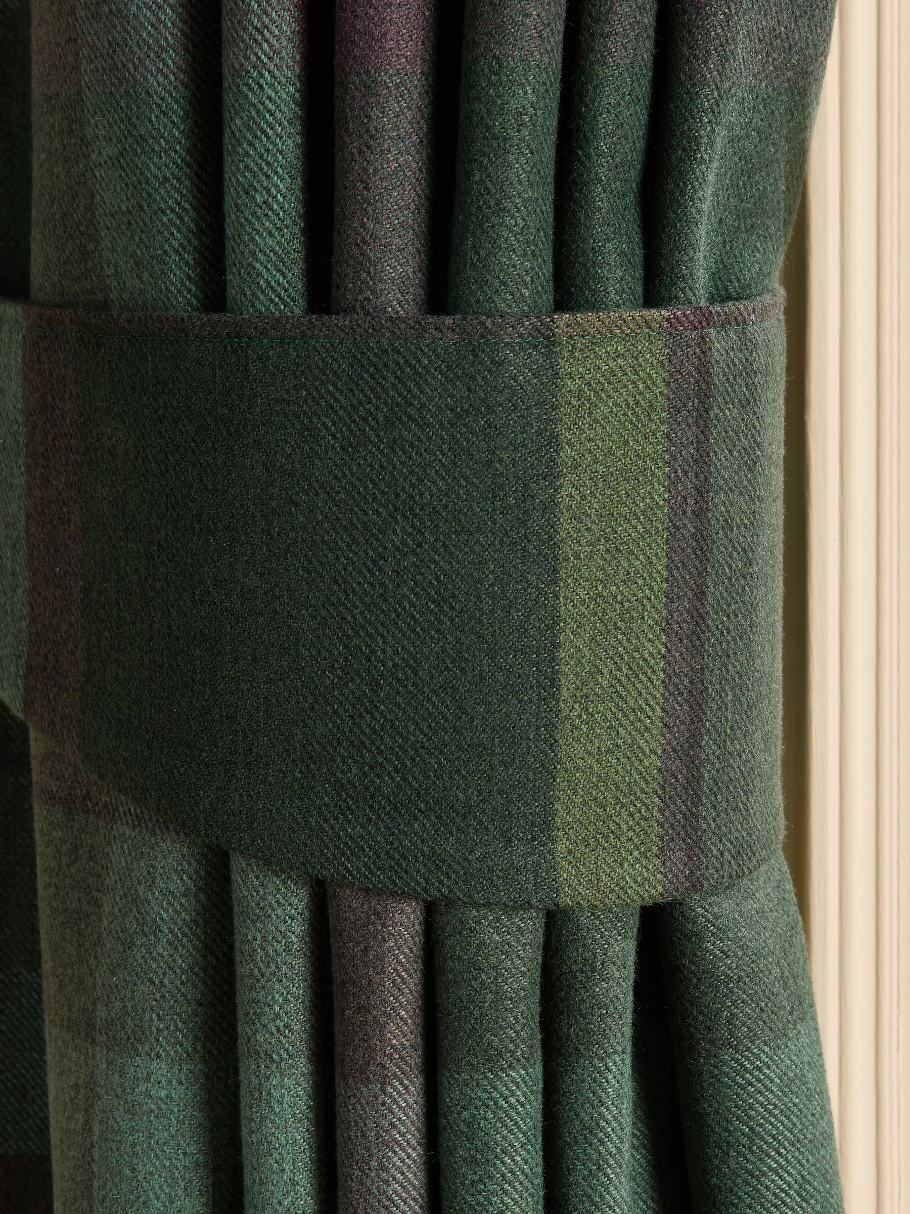 Set of 2 Brushed Check Curtain Tie Backs