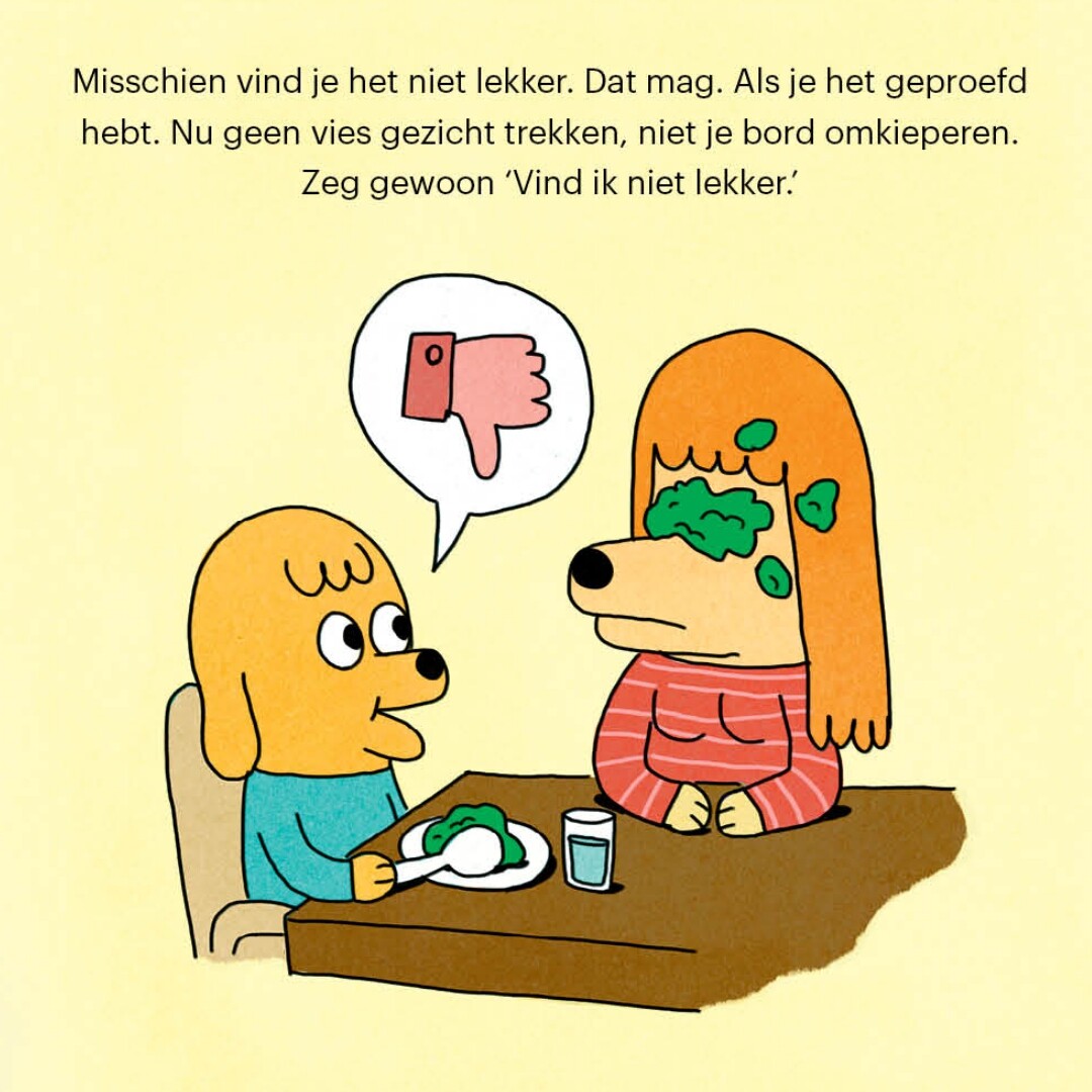 Uitgeverij boycott handboekje voor het eten aan tafel