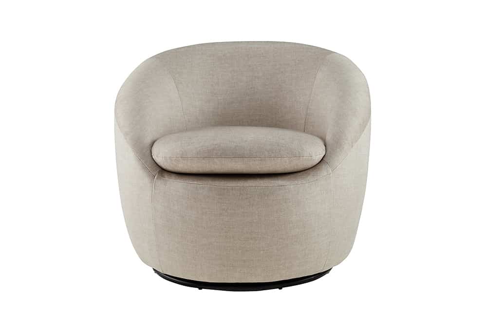 Drehbarer Design Sessel ALPINE beige Samt 360° mit Armlehnen