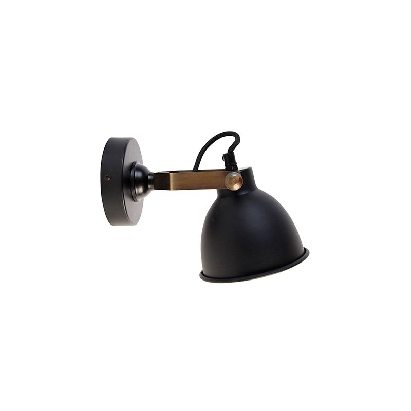 Industriële wandlamp zwart met goud verstelbaar - Liko