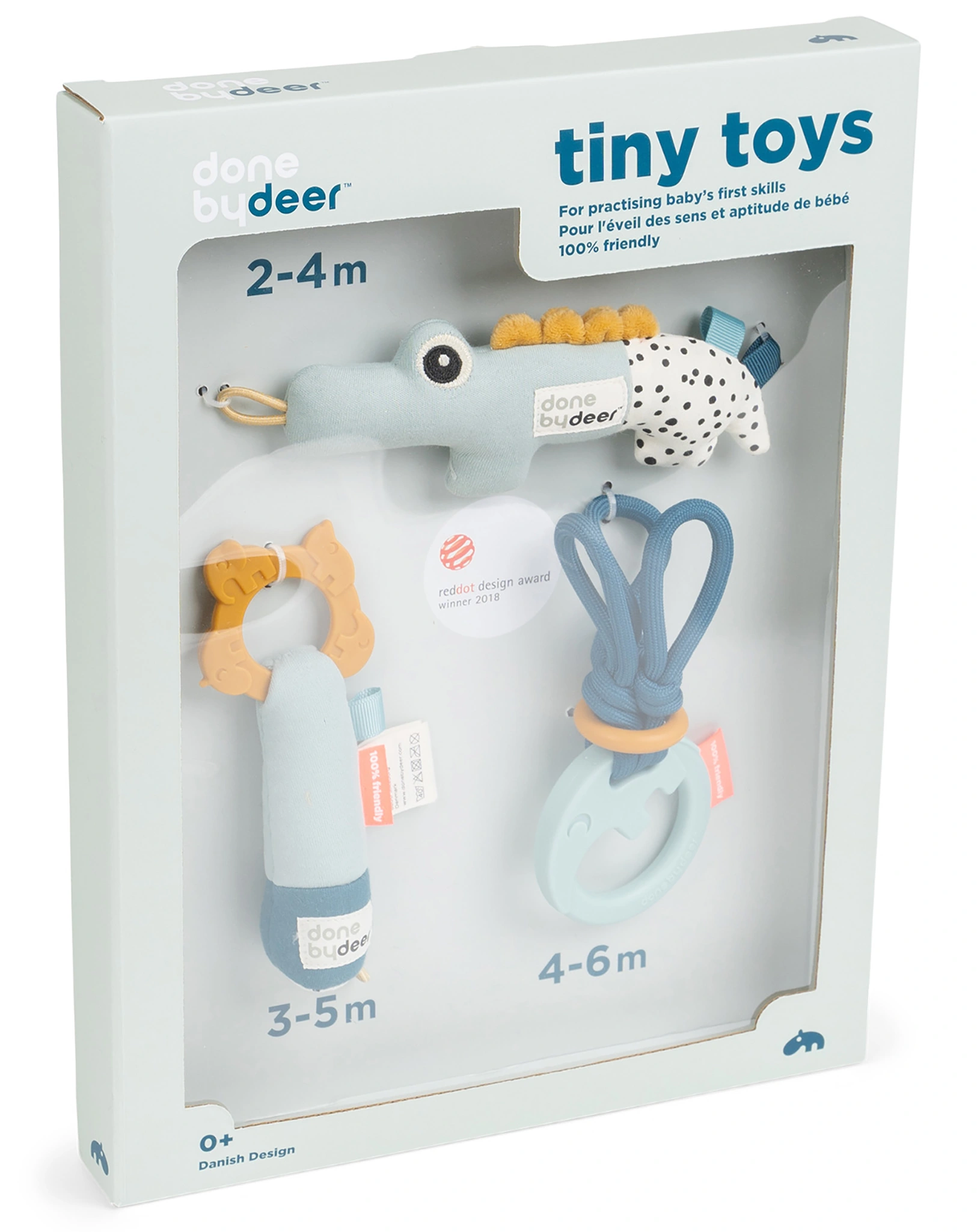 Rassel-Geschenkset TINY TOYS - DEER FRIENDS 3-teilig in blau