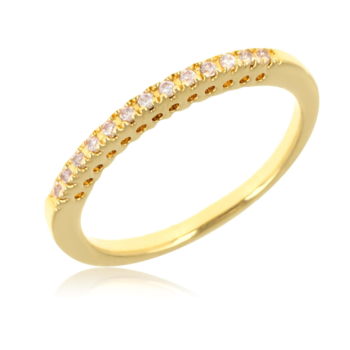 Bague plaqué or demi alliance avec cubic zirconia