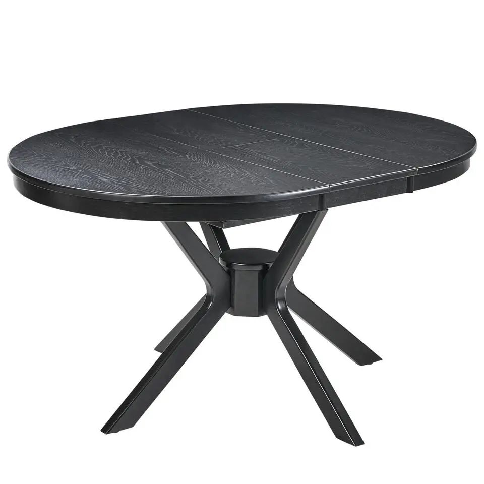 TYMIS - Eettafel - Zwart houtkleur - 110-130x110cm - MDF