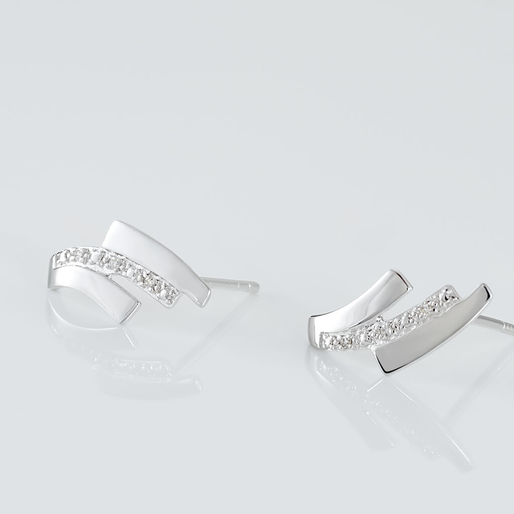 Boucles D'oreilles Puces Ainhoa Or Blanc Diamant