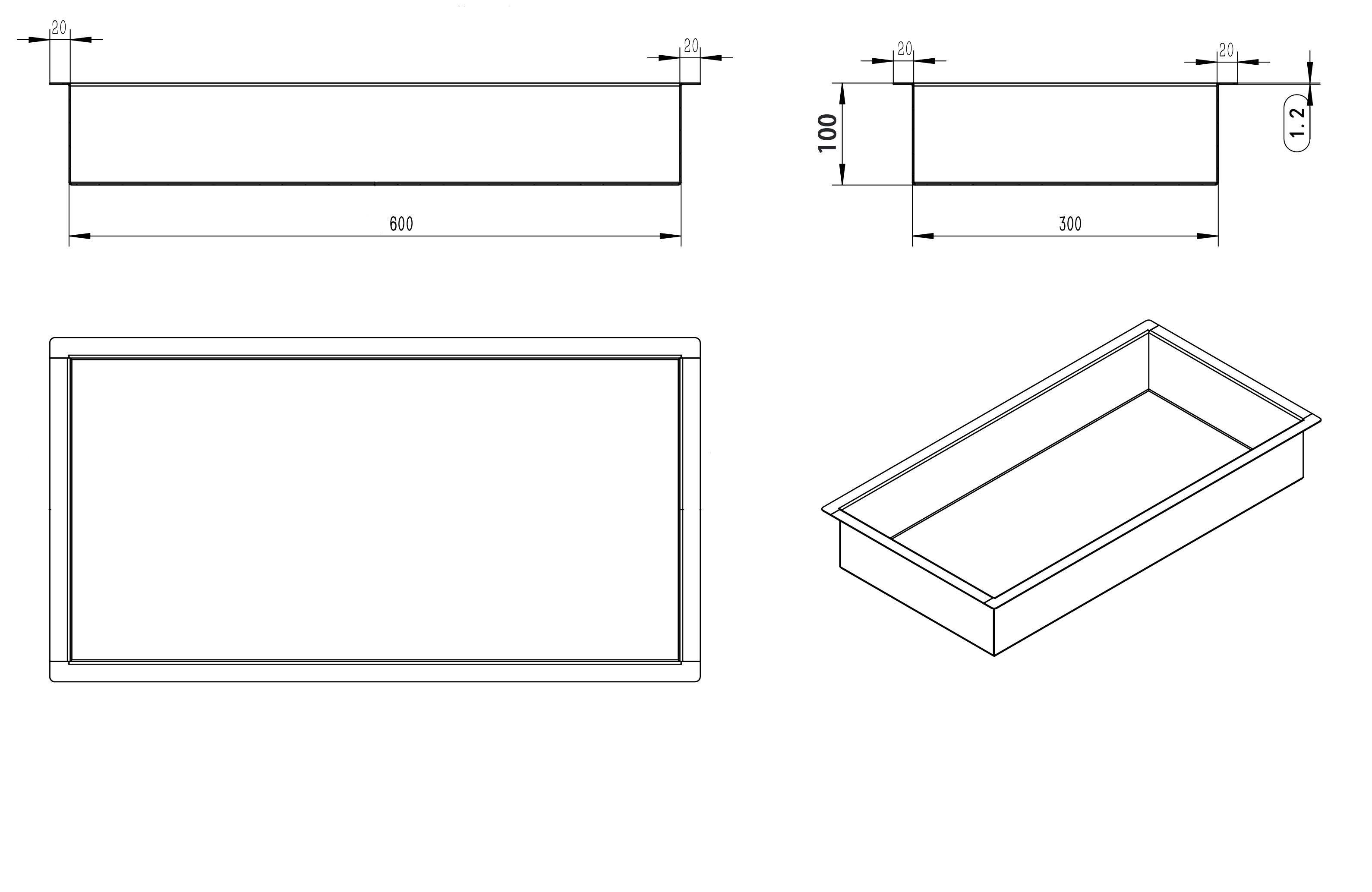 Mueller Black inbouwnis 30x60x10cm mat-zwart