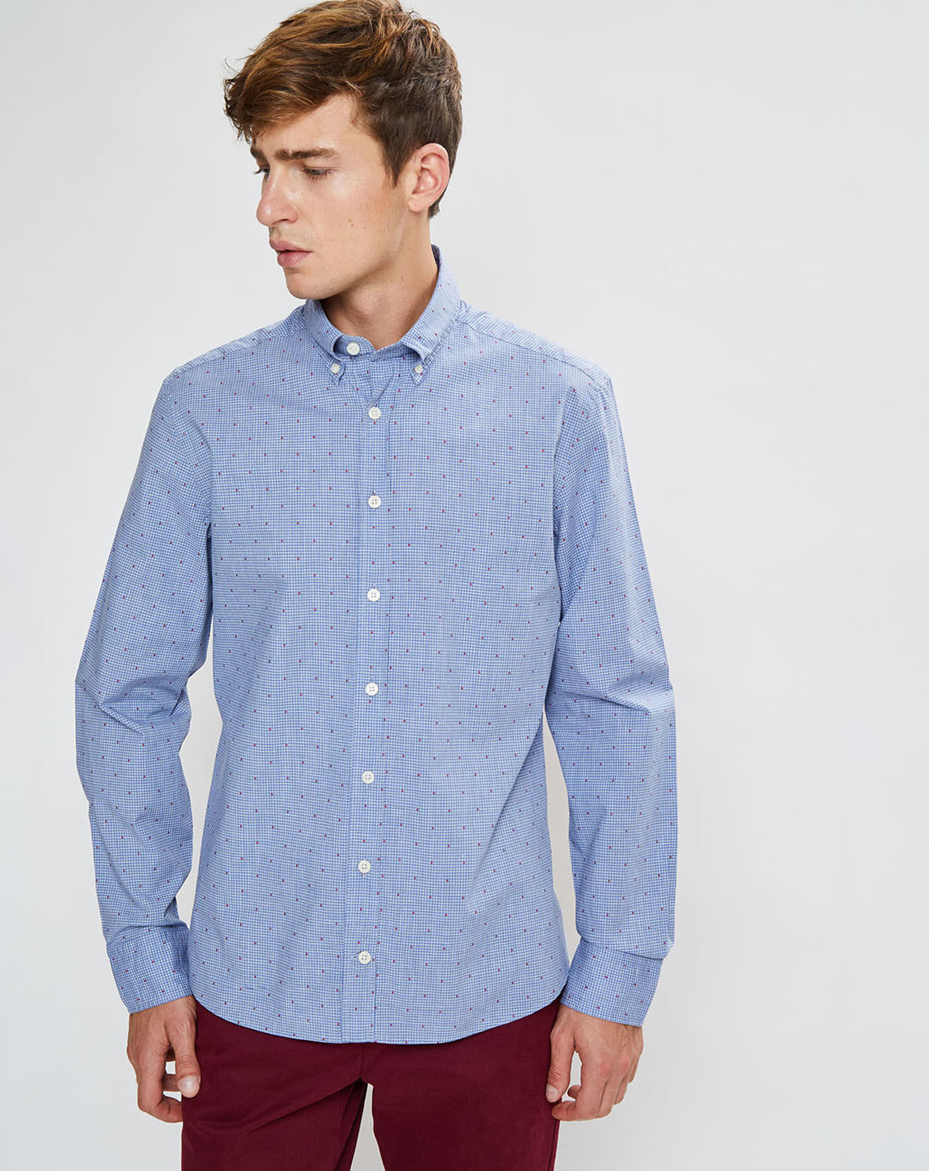 Hackett London Chemise Slim Fit Wash fil coupé bleue