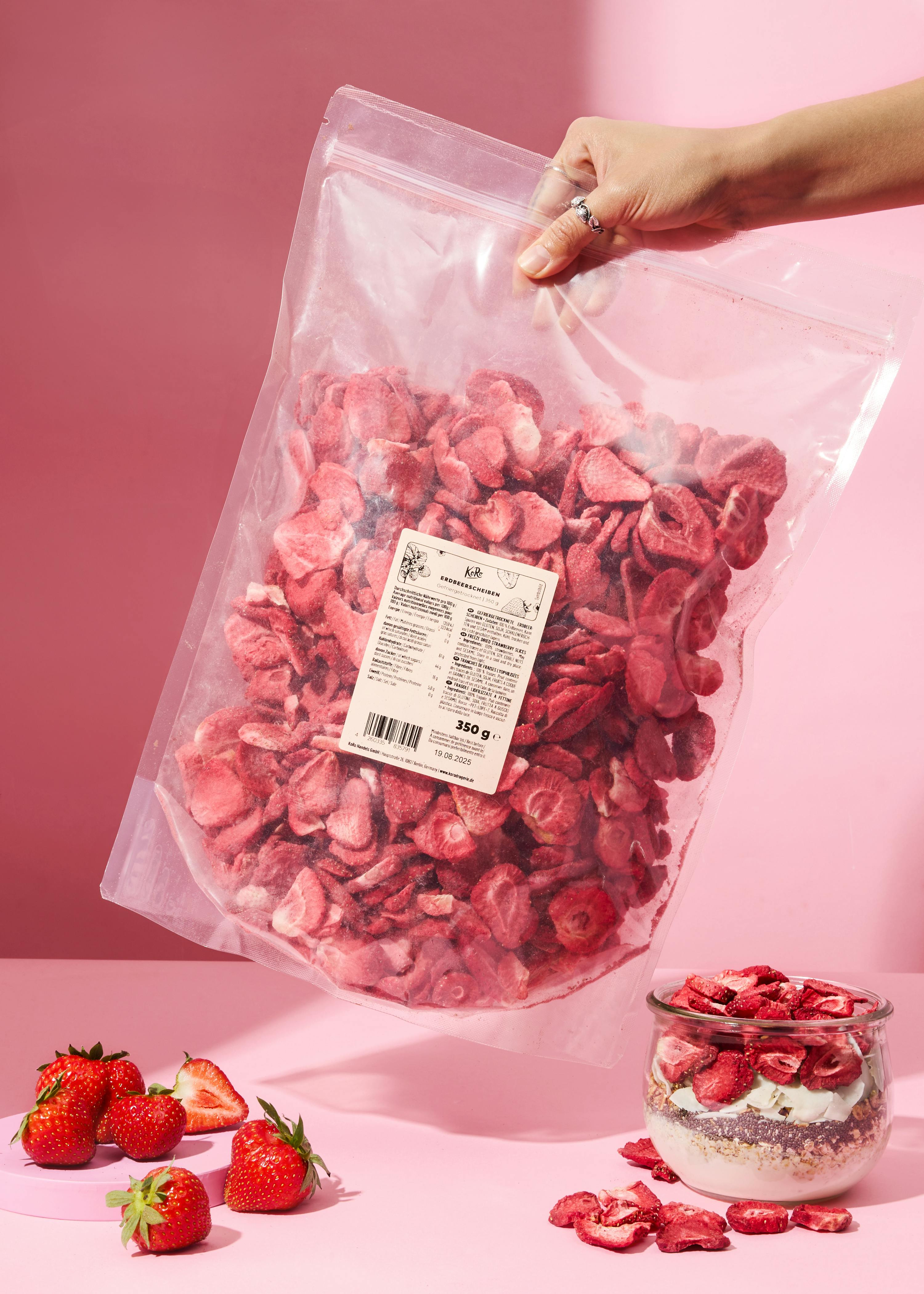 Gefriergetrocknete Erdbeerscheiben 350 g