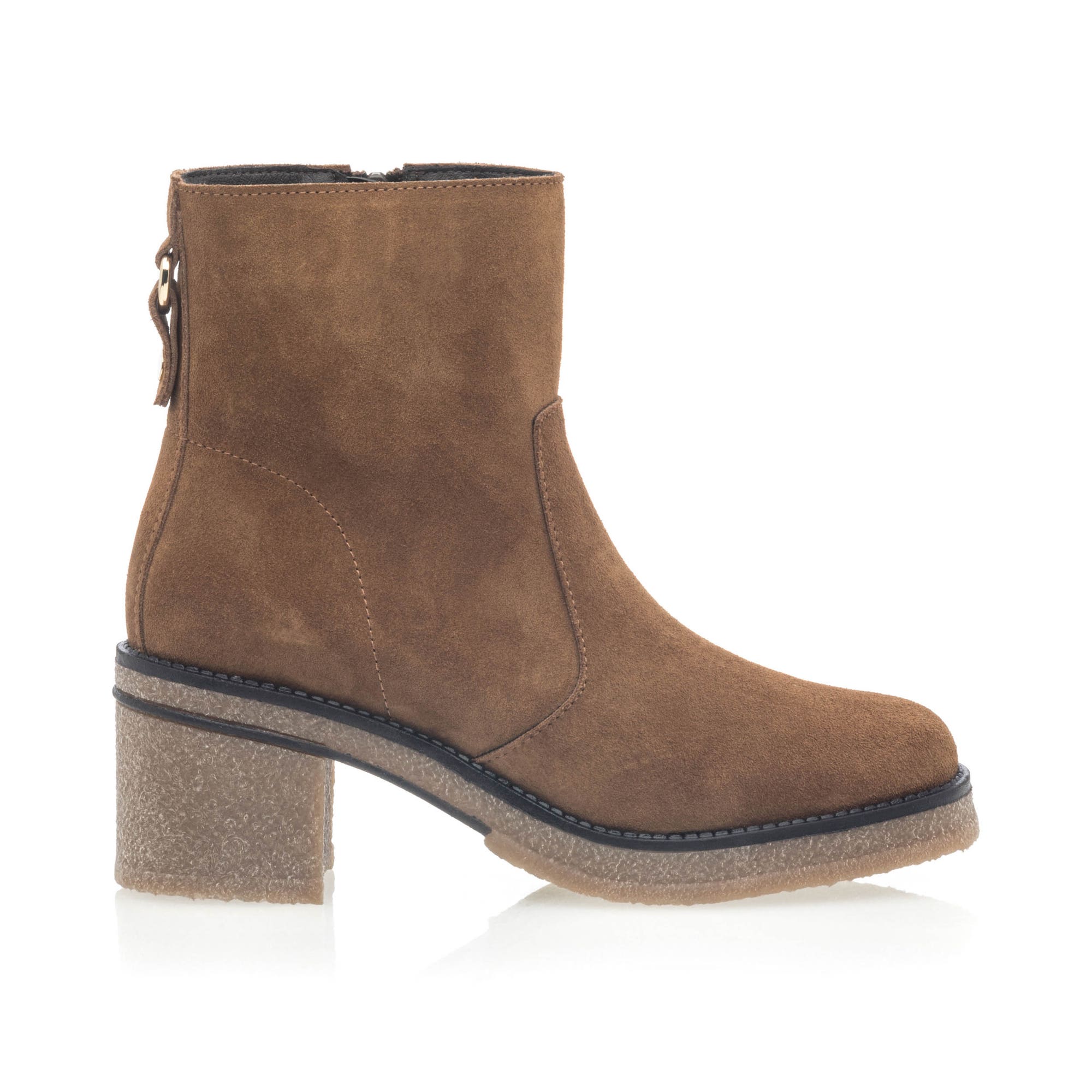 Boots à talon Femme en cuir camel