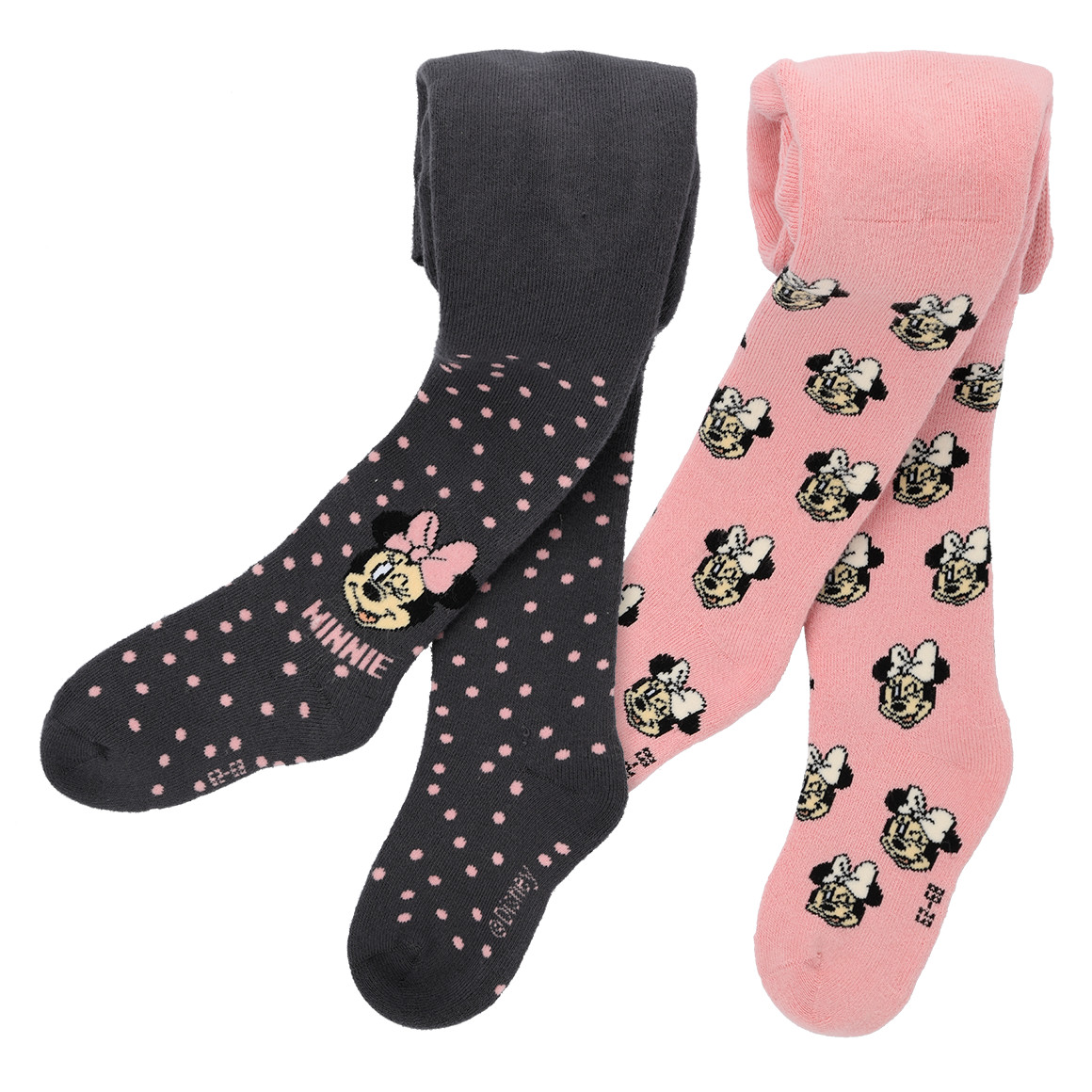 Topomini 2 Minnie Maus Strumpfhosen aus Frottee rosa / dunkelgrau