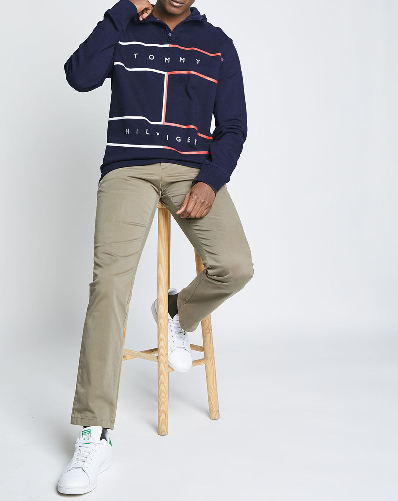 Tommy Hilfiger Sweat col zippé Flag Mock bleu marine