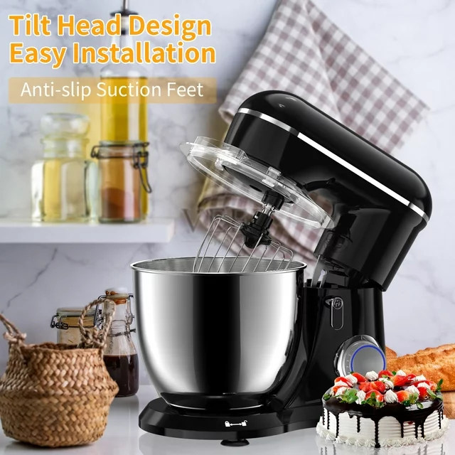 Batedeira de pedestal Samsaimo, 6,5 QT, 660 W, 10 velocidades, cabeça inclinável, batedeira elétrica de cozinha com tigela, gancho para massa, batedor e fouet para a maioria dos cozinheiros domésticos.