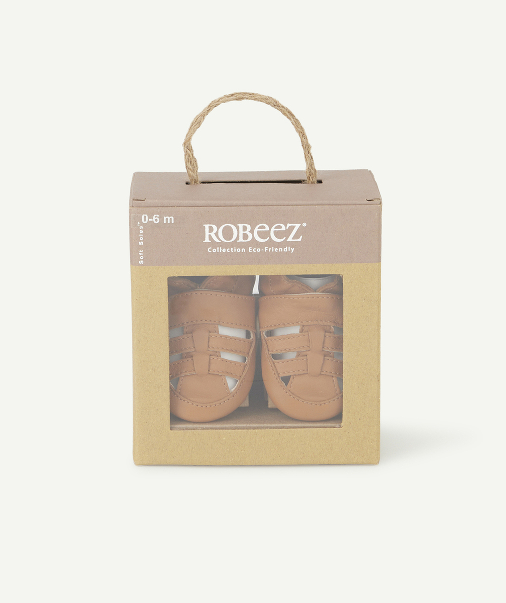 ROBEEZCHAUSSONS BÉBÉ CAMEL EN CUIR AVEC DÉTAILS AJOURÉS