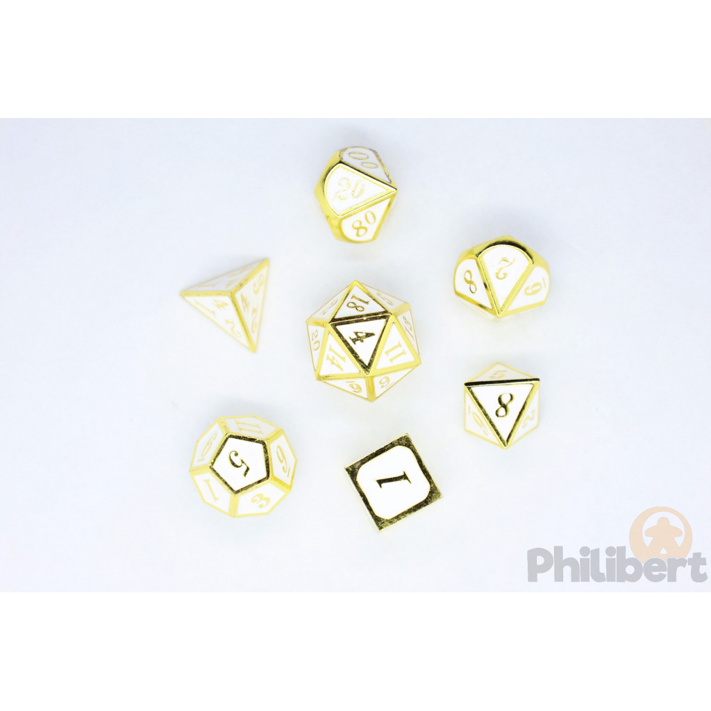 Set de 7 Dés JDR métalliques - Enamel and Gold