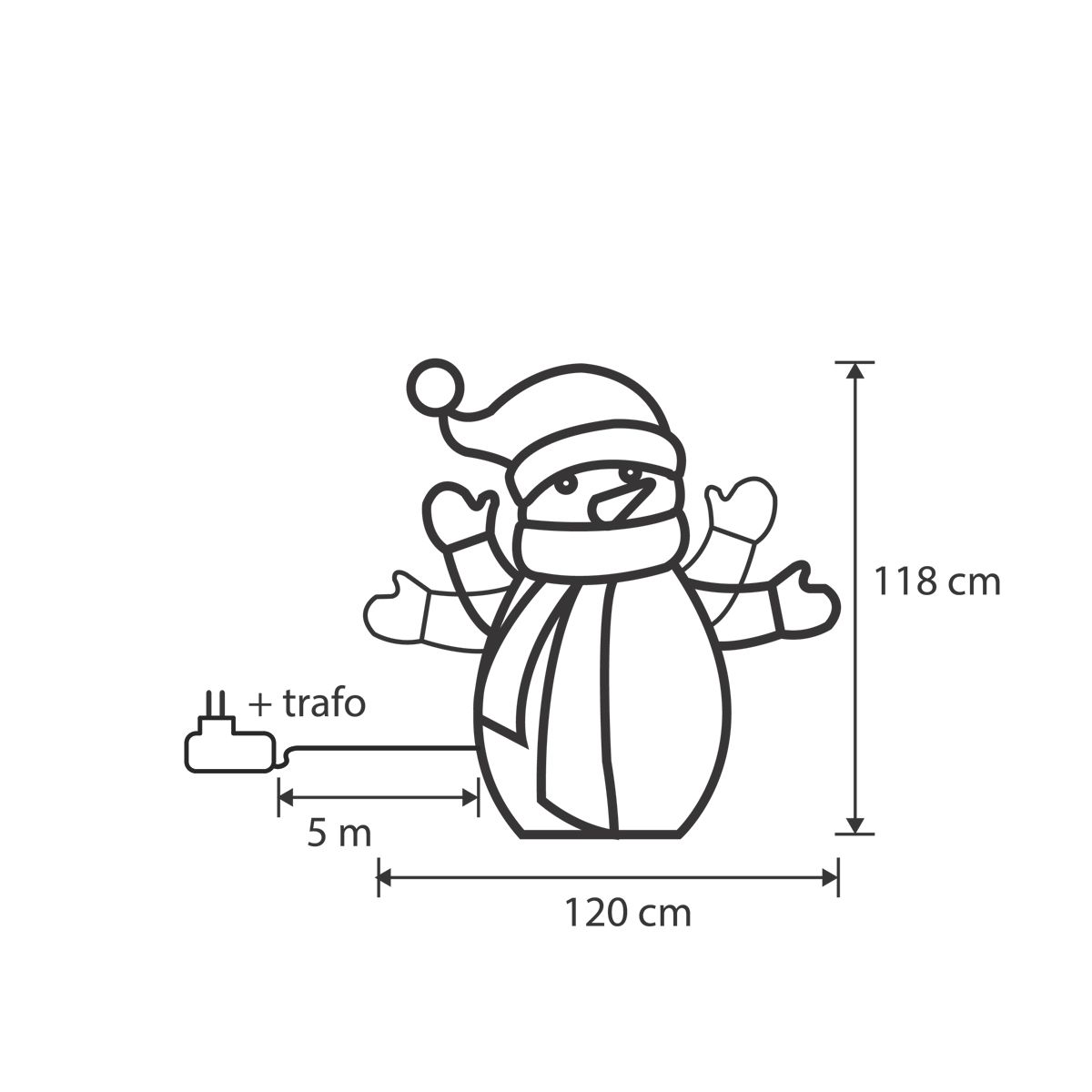 Kerst vloerlamp sneeuwpop 116cm incl. LED met timer IP44 - Pax