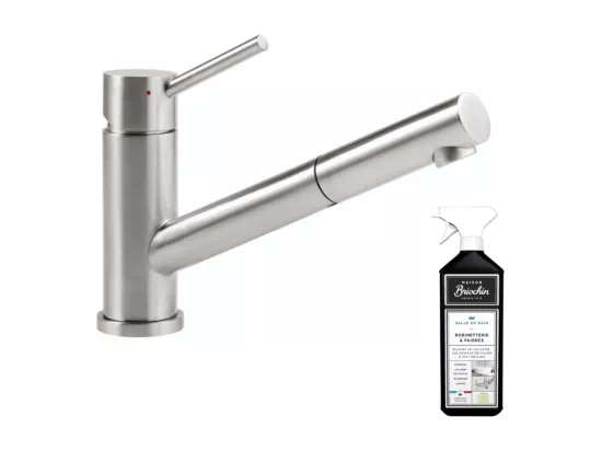 Robinet cuisine VILLEROY ET BOCH Como Shower acier massif + nettoyant