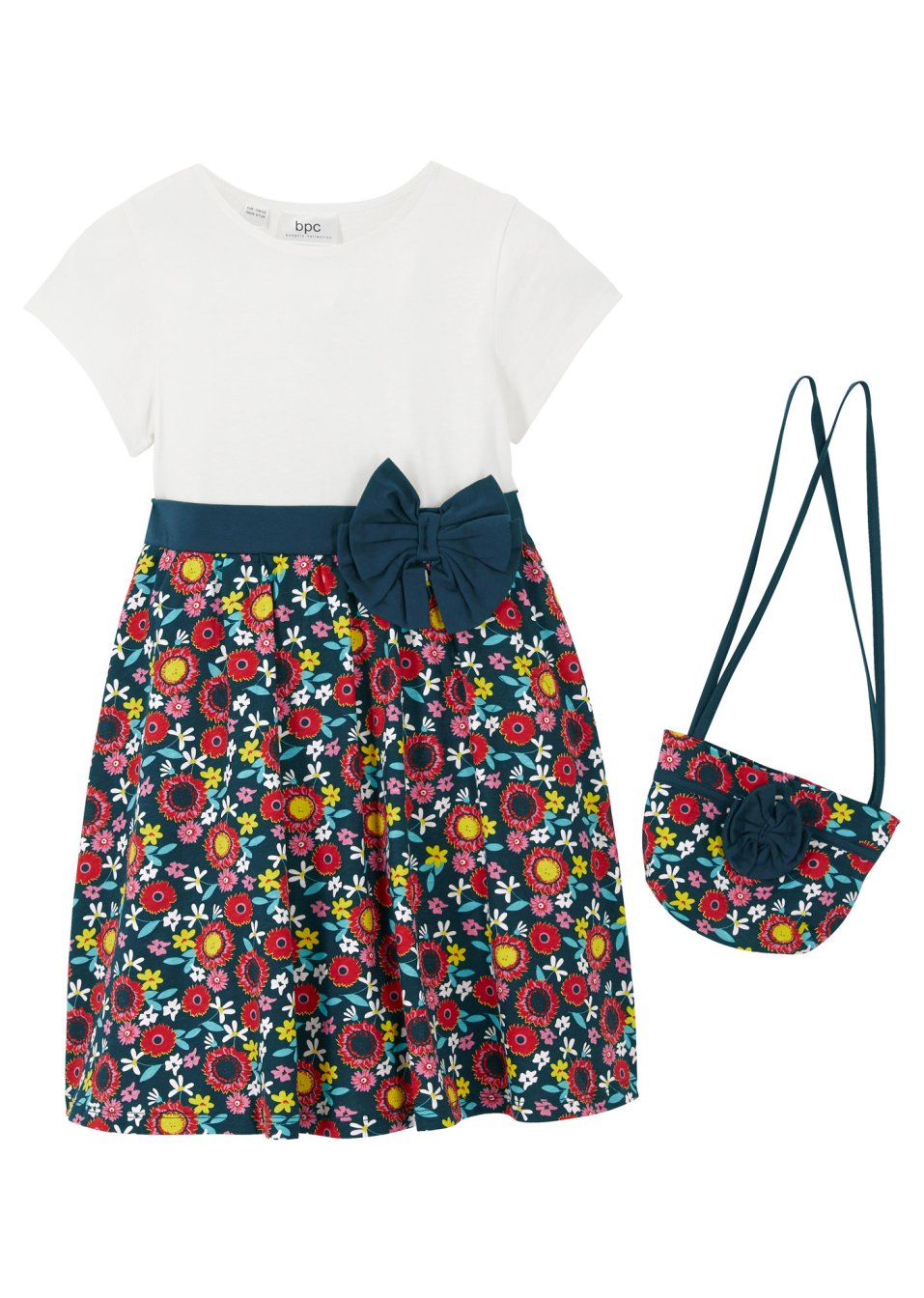 Robe T-shirt fille + sac (Ens. 2 pces.) en coton