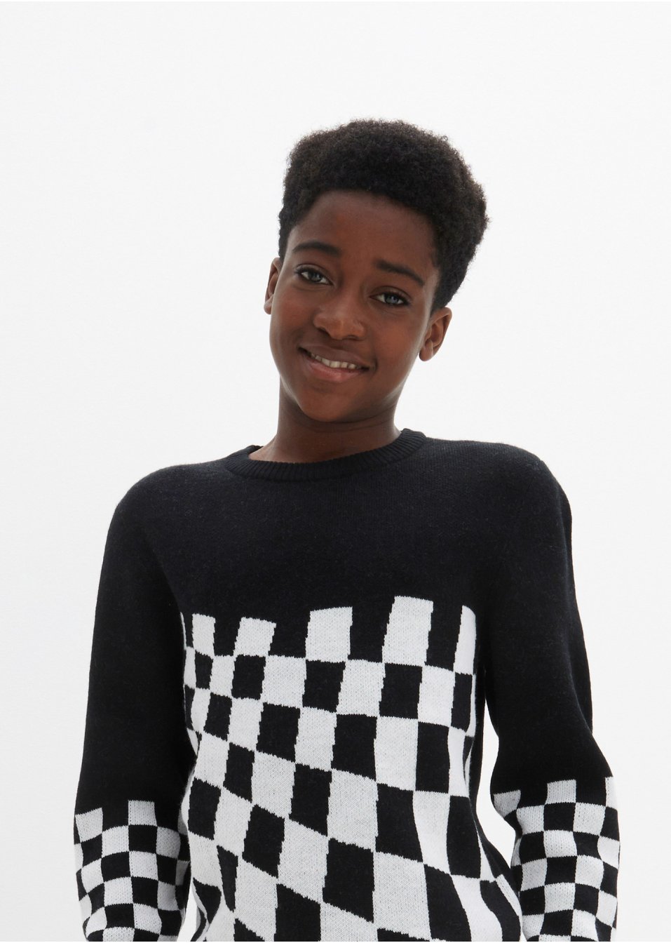 Pull en maille garçon avec motif jacquard