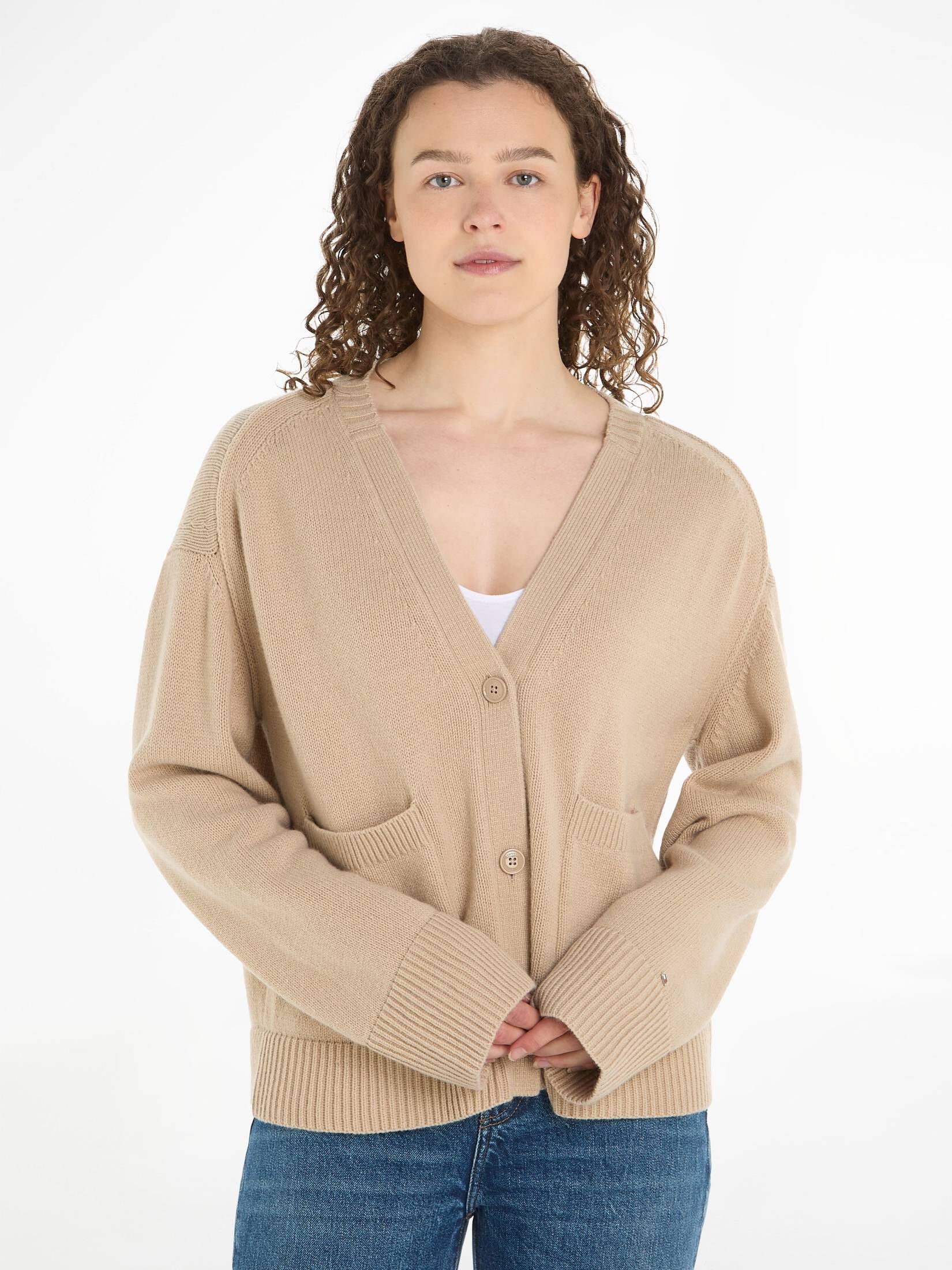 Tommy Hilfiger| Damen Strickjacke WOOL BLEND BOXY V-NK CARDIGAN