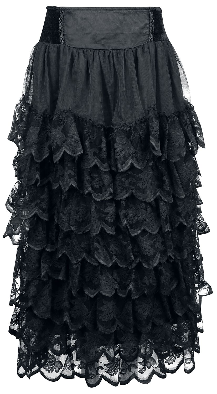 Flounce Skirt With Velvet Details | Gothicana by EMP Jupe longue