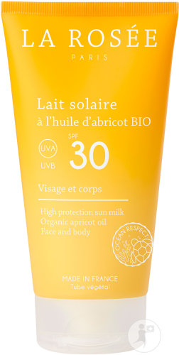 La Rosée Lait Solaire À L'Huile D'Abricot Bio IP30 Visage Et Corps Tube 150ml