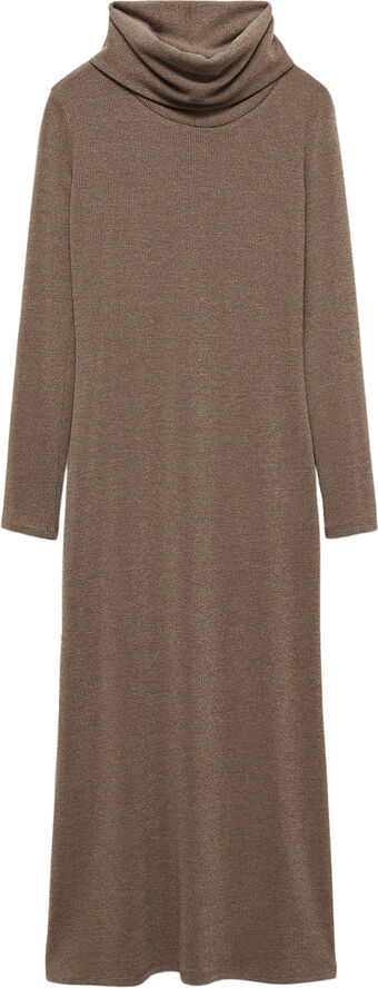 MANGO Knitted turtleneck dress Brown